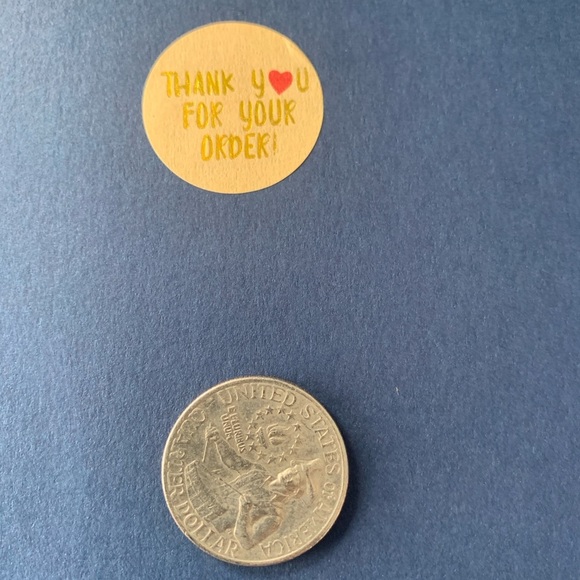 Thank You Sticker Labels 500 labels on roll. 1” Round NWT Kraft Gold Foil - Picture 2 of 4